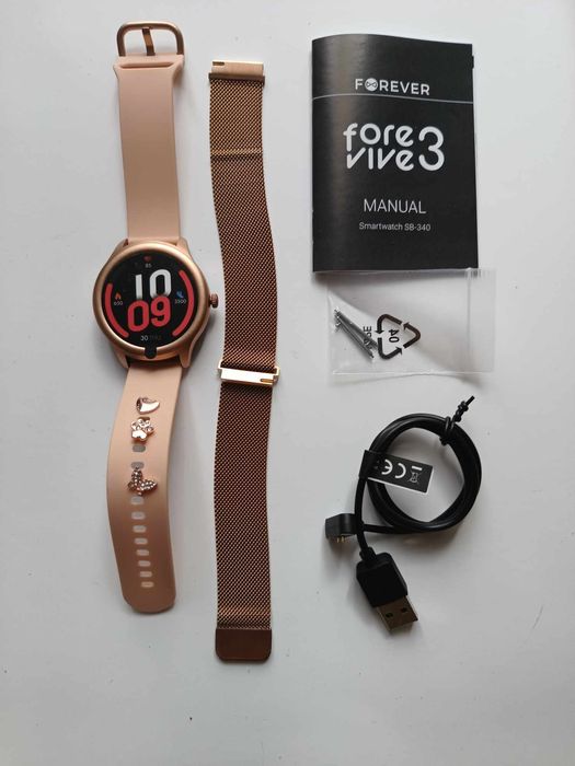 Smartwatch damski Forever ForeVive3 + wpinane charmsy (3szt)