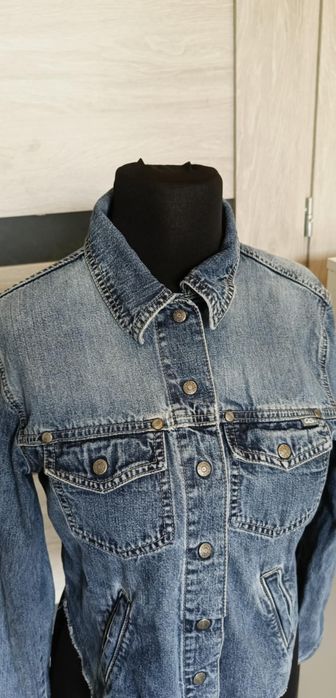 Katana kurtka jeansowa z haftem smokiem vintage retro L