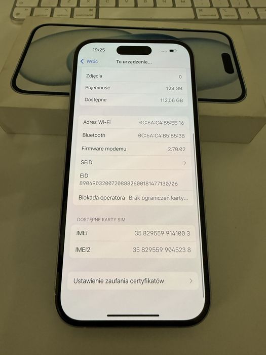 iPhone 15 128gb Blue Stan Idealny Orygin Bateria 93%