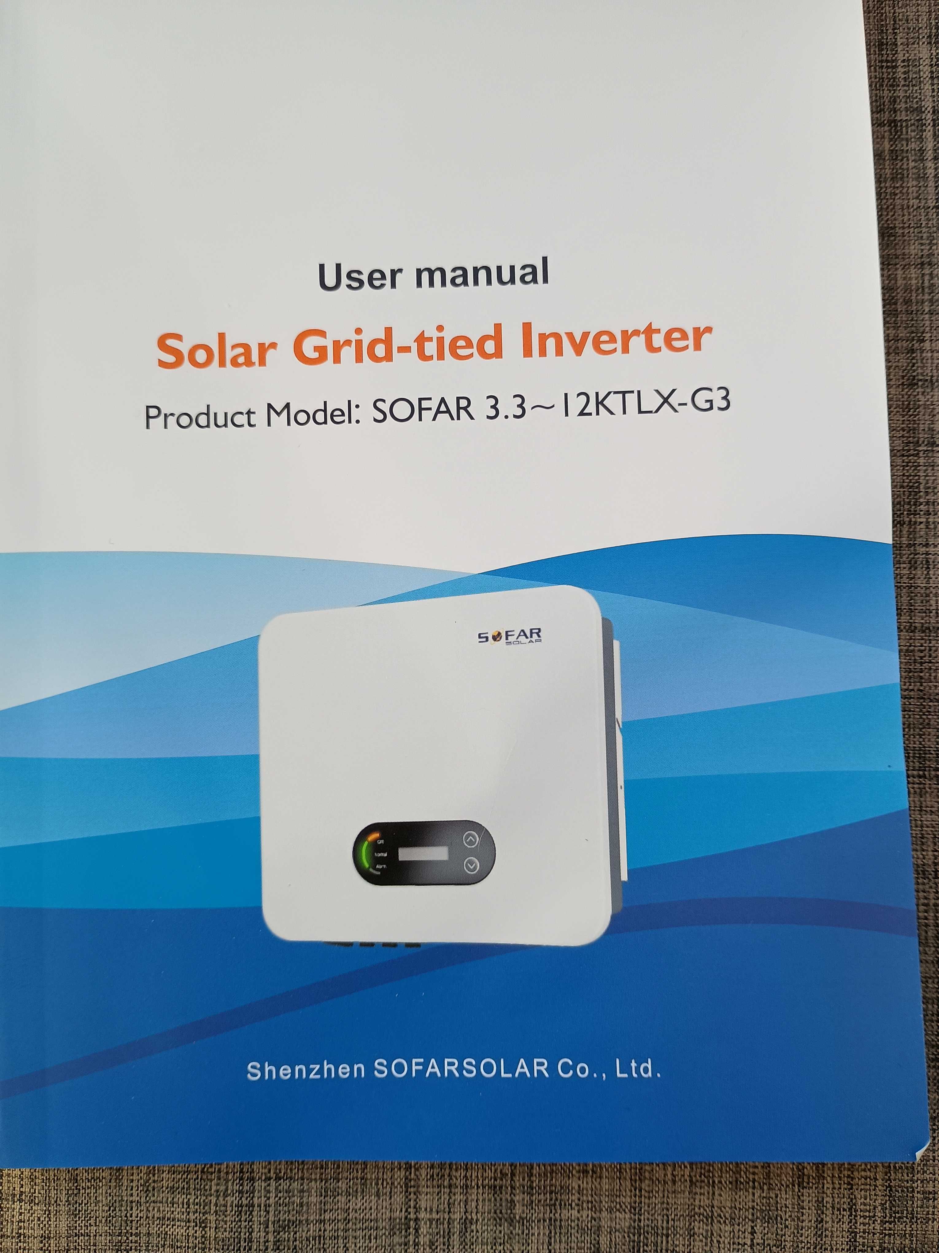 Falownik:   Solar Grid-tied Inverter.  Model- SOFAR 3.3~I2KTLX-G3