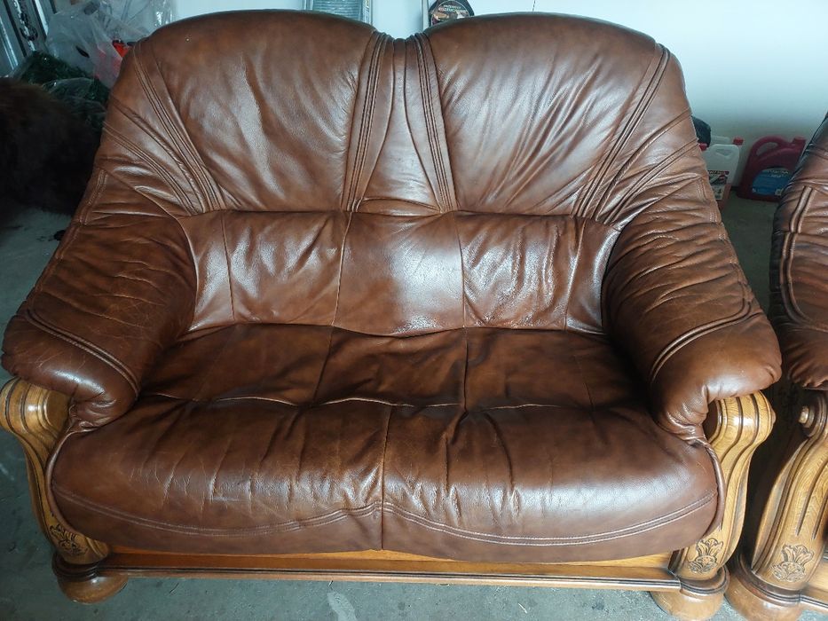 Kanapy skórzane, komplet wypoczynkowy