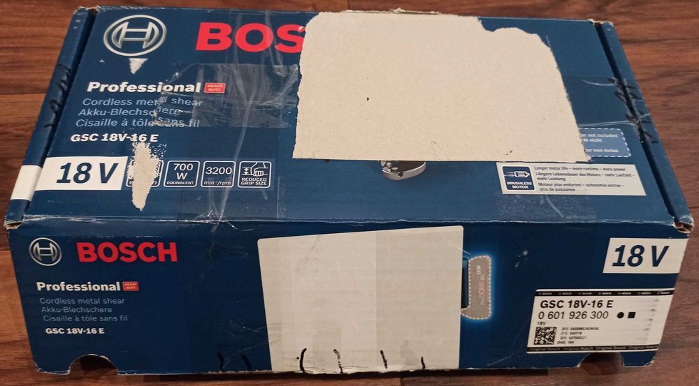 GSC 18V-16 E Nożyce do blachy akumulatorowe 18V Bosch - FAKTURA