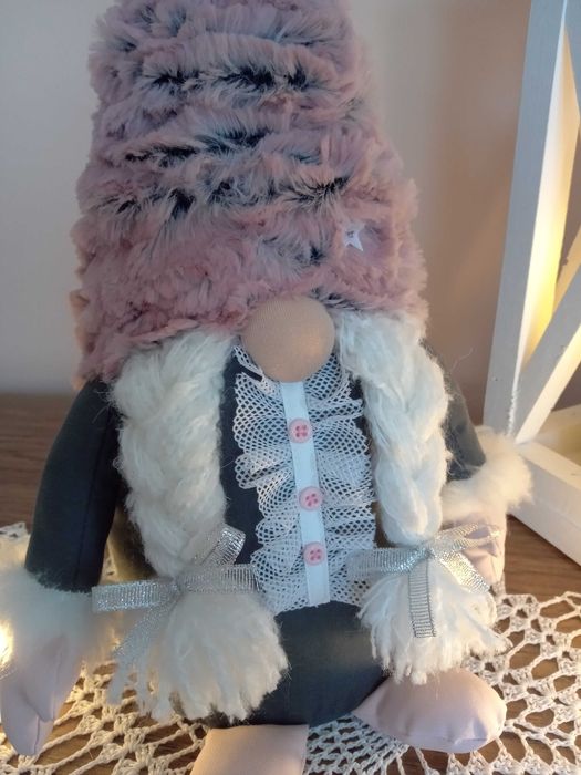 WYPRZEDAŻ Skrzat krasnal świąteczny para rękodzieło recykling