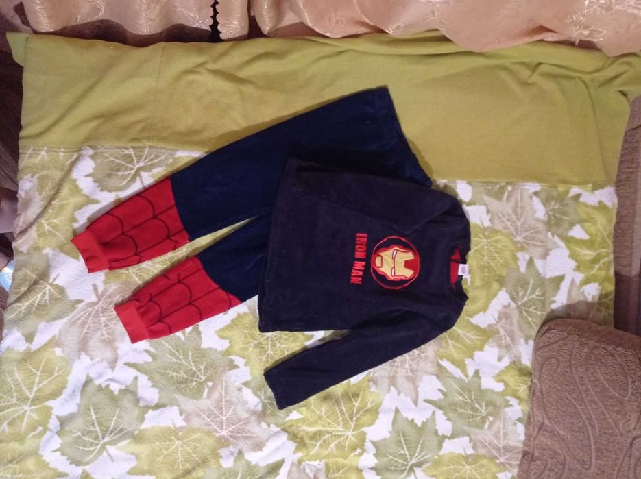 8-10л плюшевая кофта штаны пижама человек паук