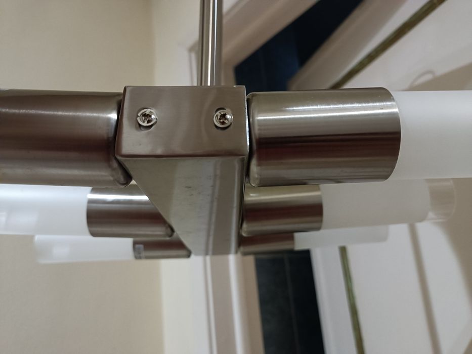 Luz Lustre de teto 6 lâmpada luxo aço e vidro E14 novo