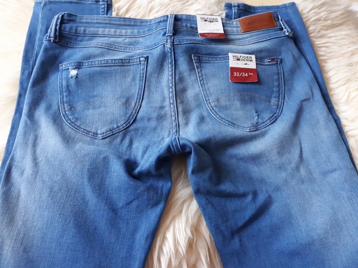 Hilfiger Denim jeansy spodnie low rise skinny Sophie 32/34 L XL piękne
