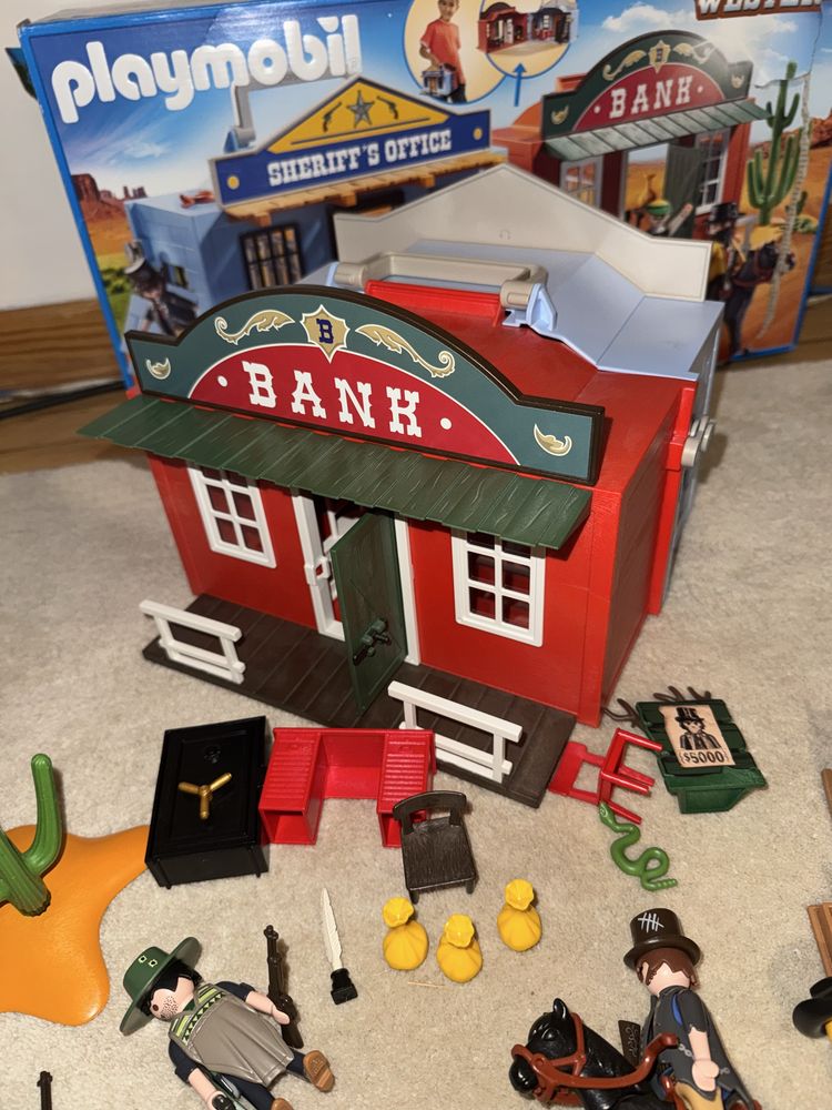 Playmobil WESTERN 70012 przenośne miasteczko biuro szeryfa i bank