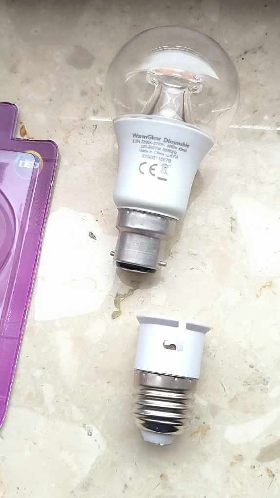 Żarówka regulowana sciemniacz LED Philips B22 i E27 + przejściówka, di