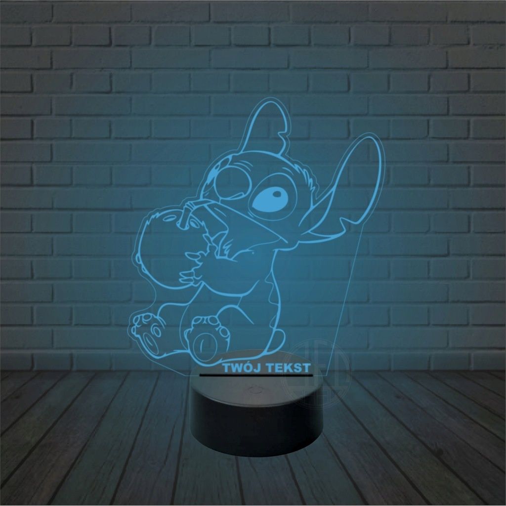Lampka nocna na biurko 3d led imię grawer STICH 1