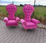 Fotel tron welurowy poczekalnia glamour