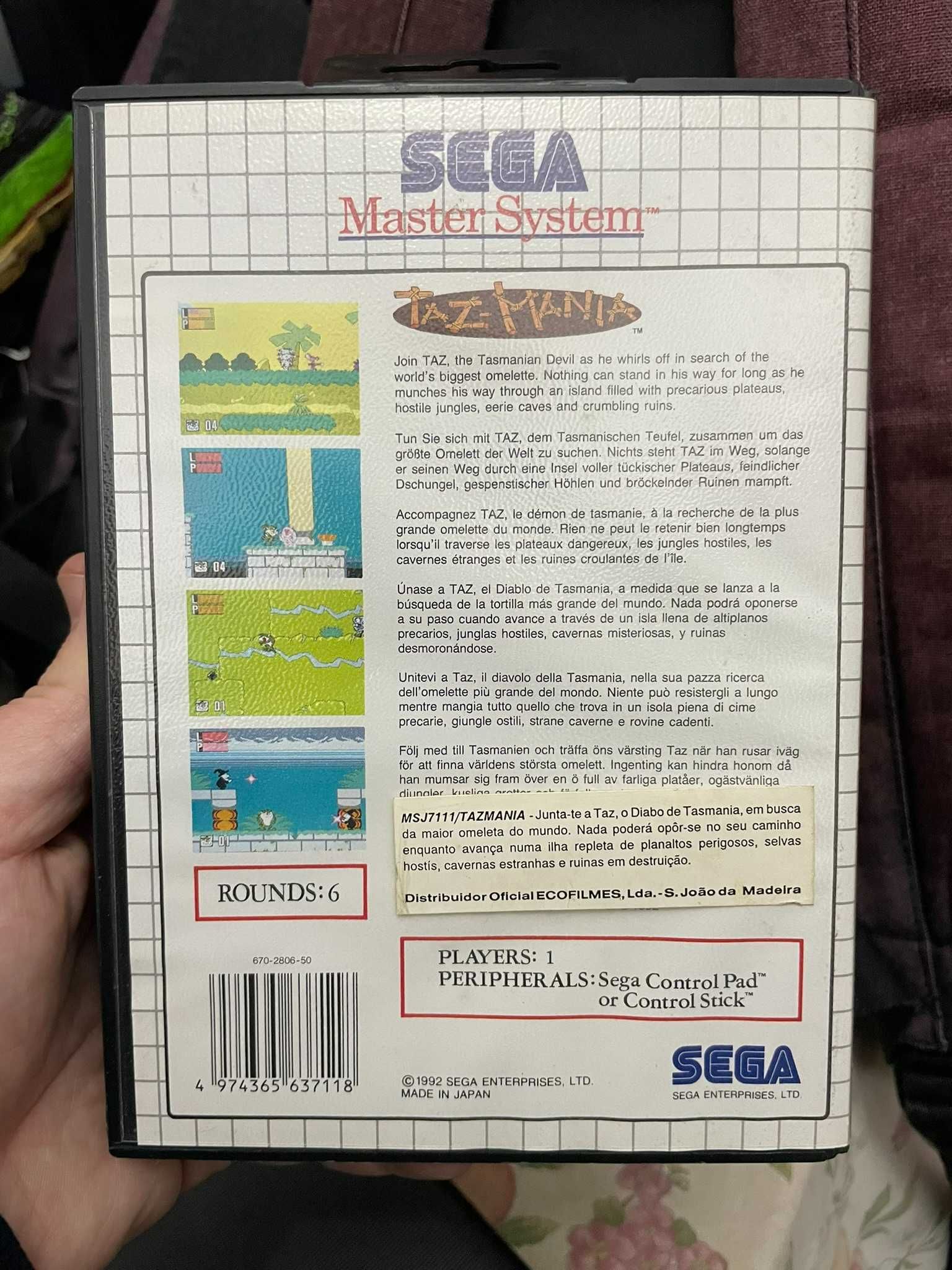 Jogo Sega Master System Taz-Mania