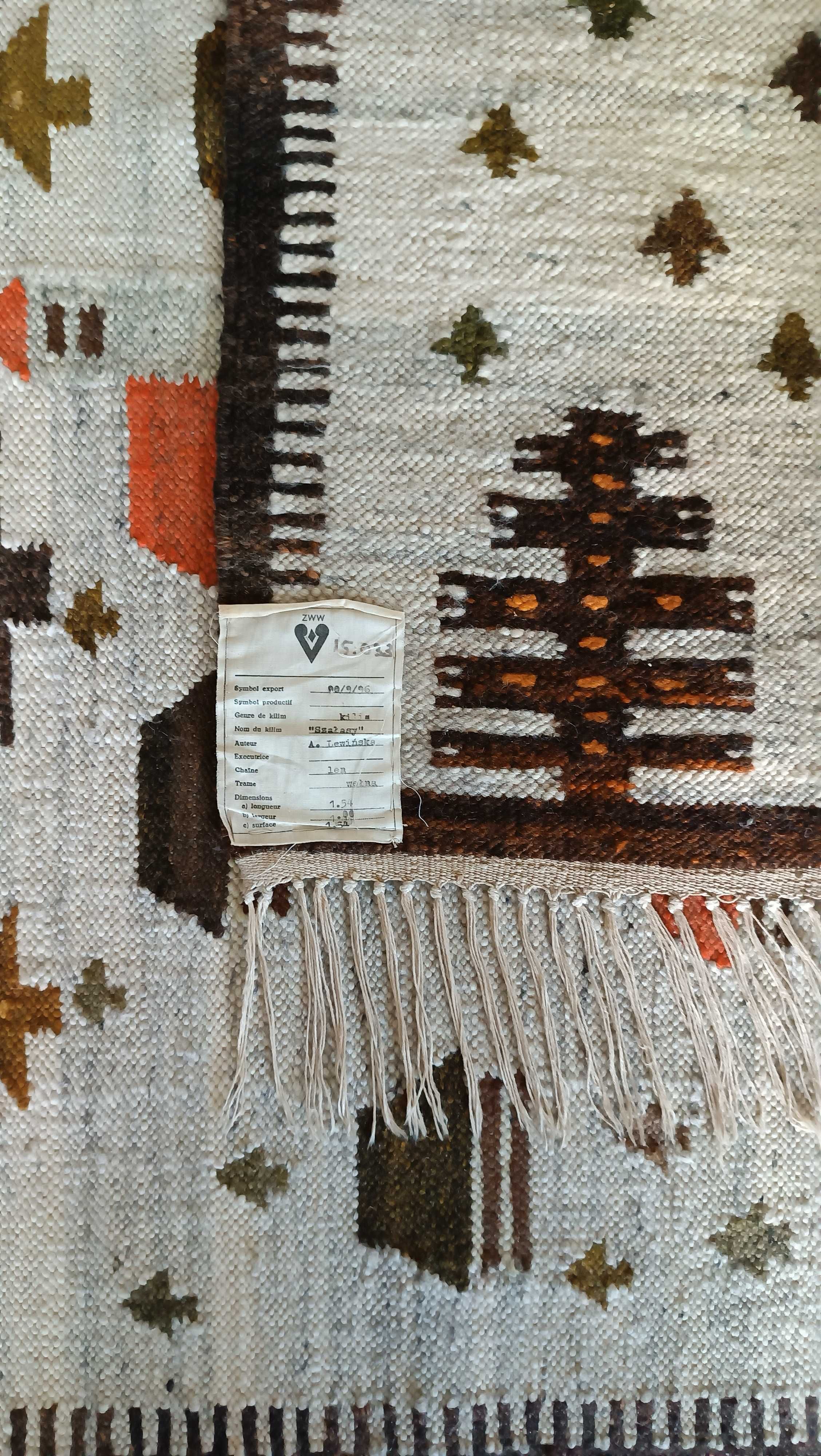 Kilim „Szałasy” Aleksandra Lewińska, Zakopiańskie Warsztaty Wzorcowe.