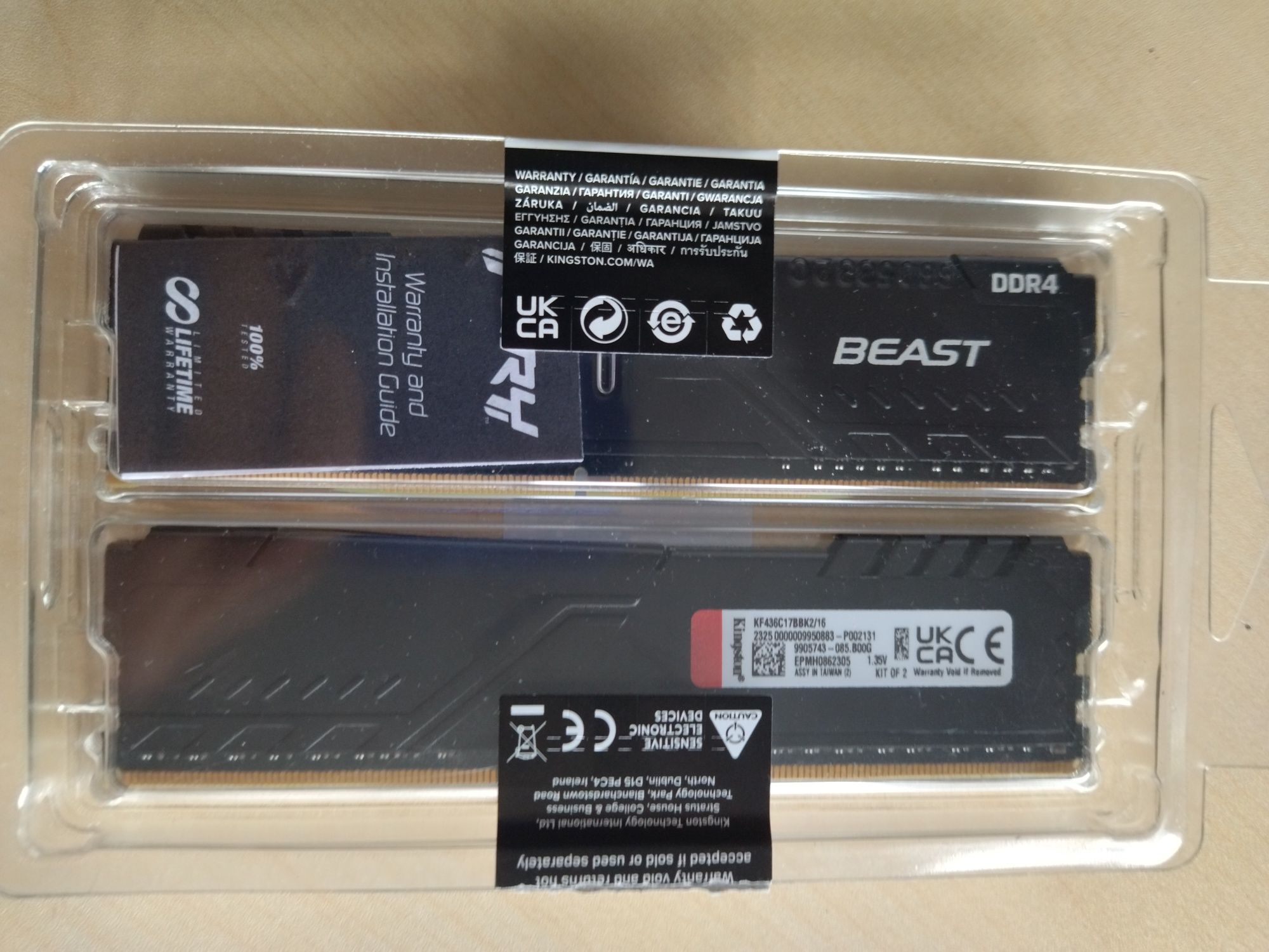 Kingston FURY 16GB (2x8GB) 3600MHz CL17 Beast Black