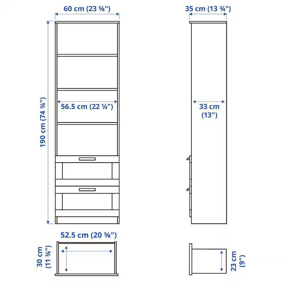 BRIMNES Regał, biały, 60x190 IKea Nowy w kartonie 2 szt.