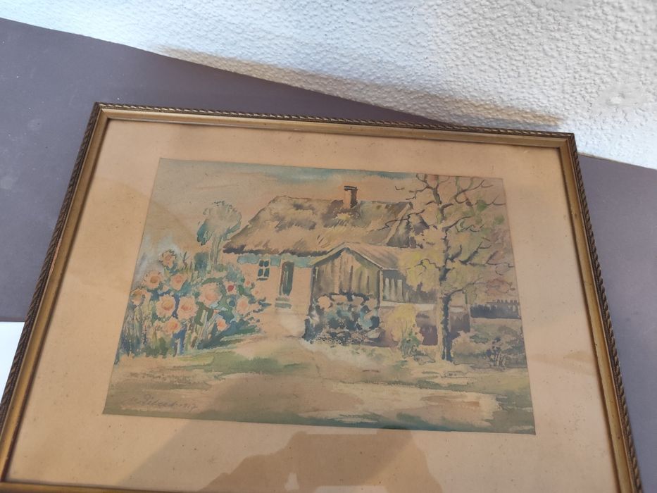 Akwarela Maksymilian Pilcek Bydgoszcz vintage retro prl obraz