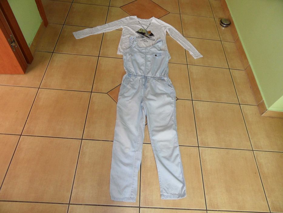 Super bluza w misie i ogrodniczki i bluzeczka z napisem Love  8-9 lat