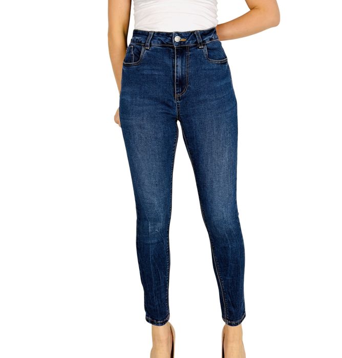 Granatowe jeansy skinny z klasycznym wykończeniem L 40 New Look