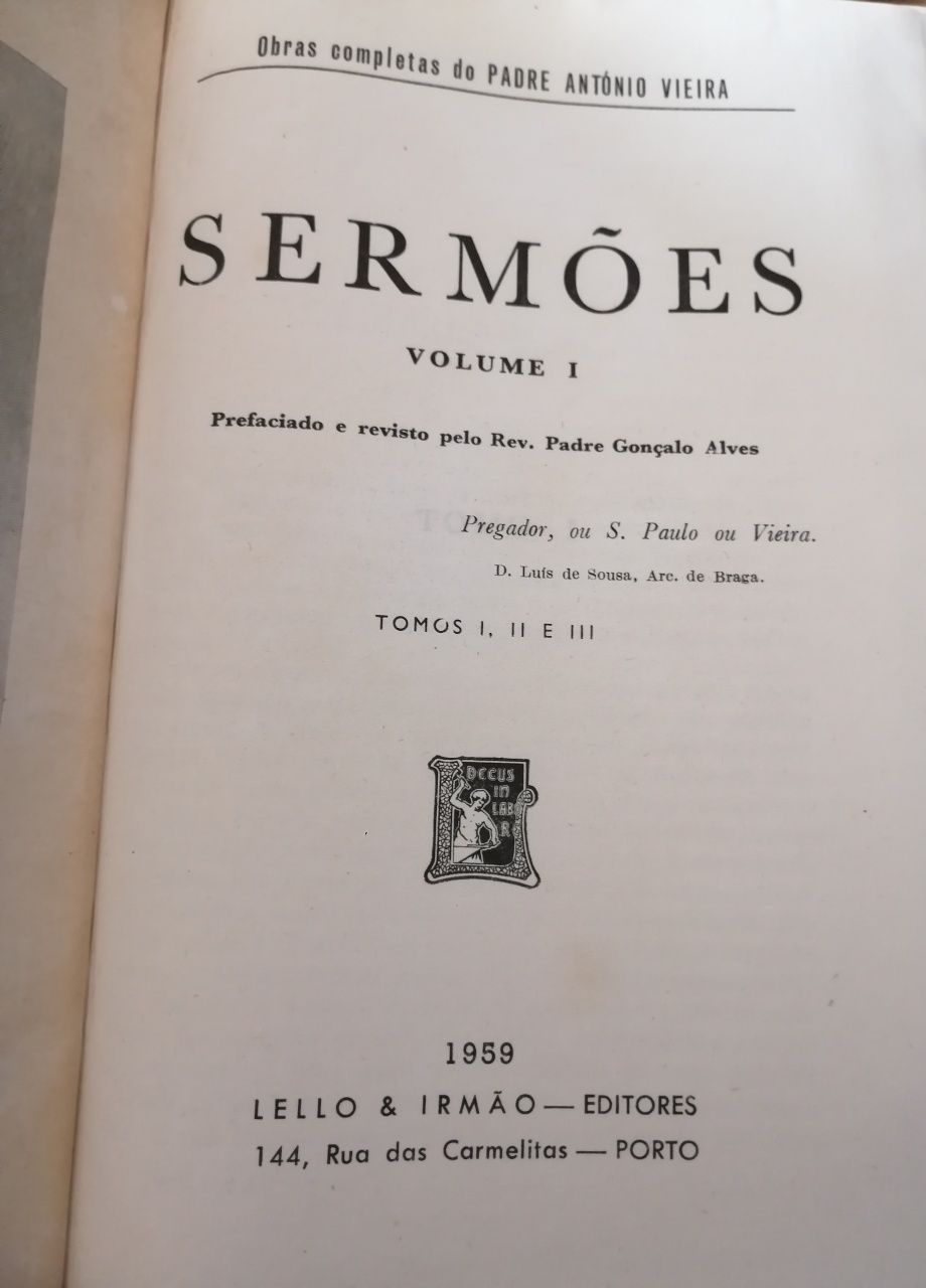 Padre António Vieira Sermões Obras Completas 1959 Lello & Irmãos