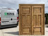 Drzwi zewnętrzne drewniane szczotkowane Olejowanie dwuskrzydłowe