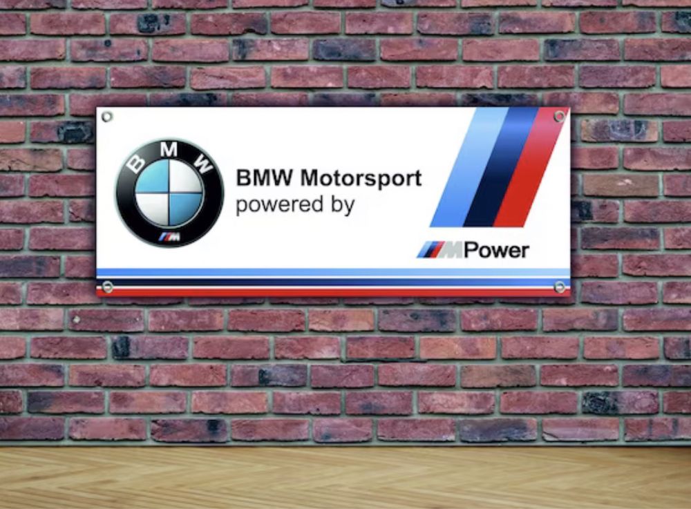 2 SZTUKI Baner plandeka BMW 150x60cm Motorsport Mpower PROMOCJA