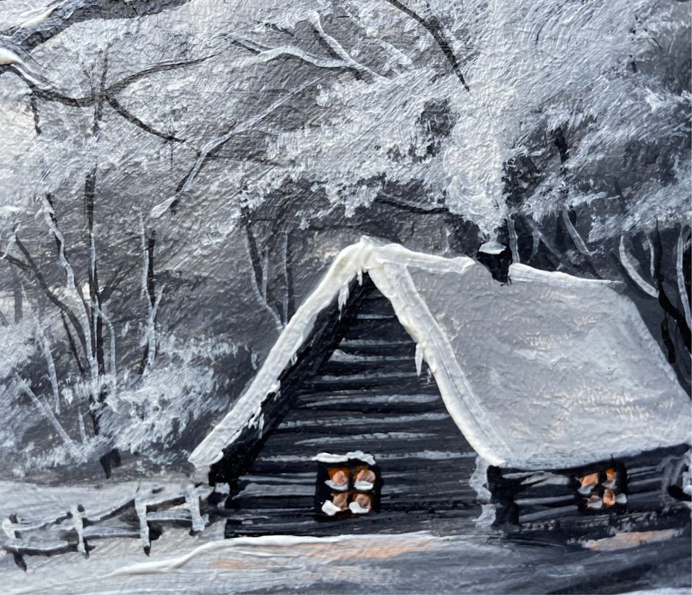 Картина маслом «Зима в лесу»