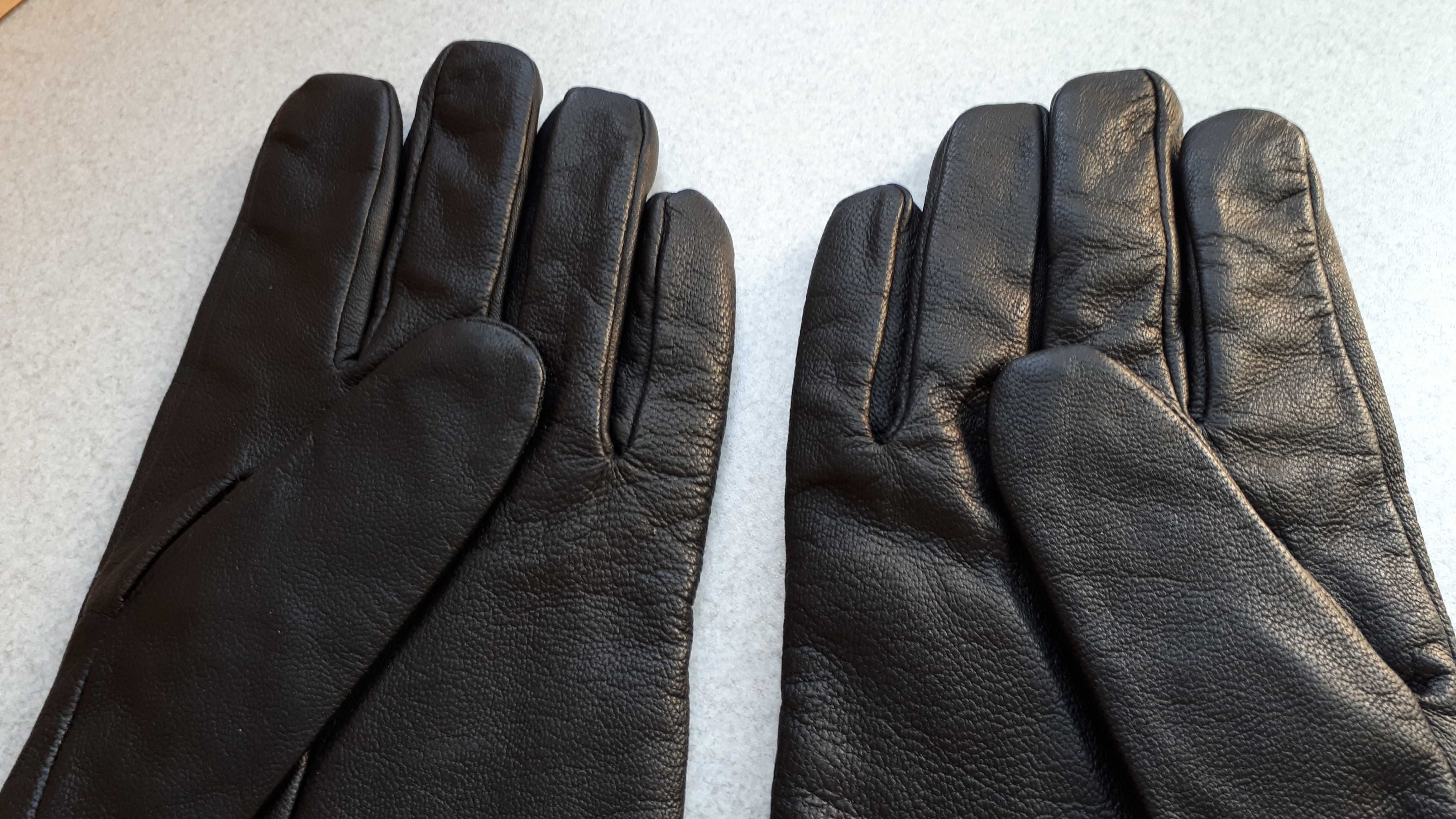 rękawiczki męskie skórzane czarne ocieplone