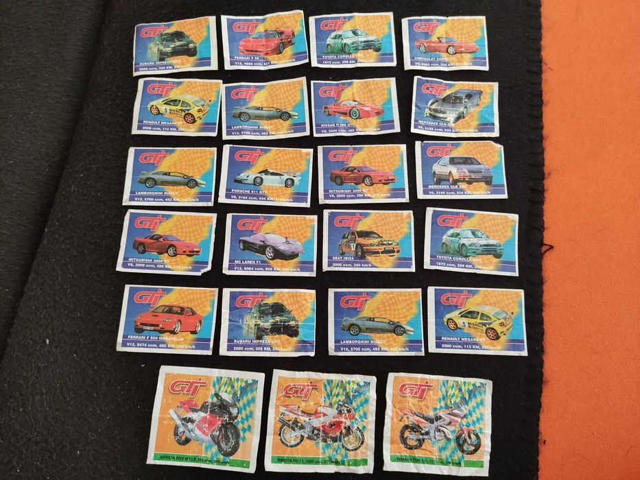 Obrazki z gumy do żucia GTI lata 90, 23szt.