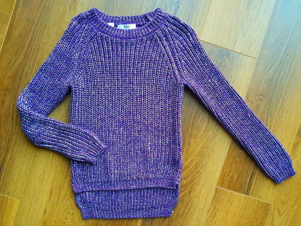 r. 116/122 Bon Prix BPC sweter dziewczęcy fioletowy casual