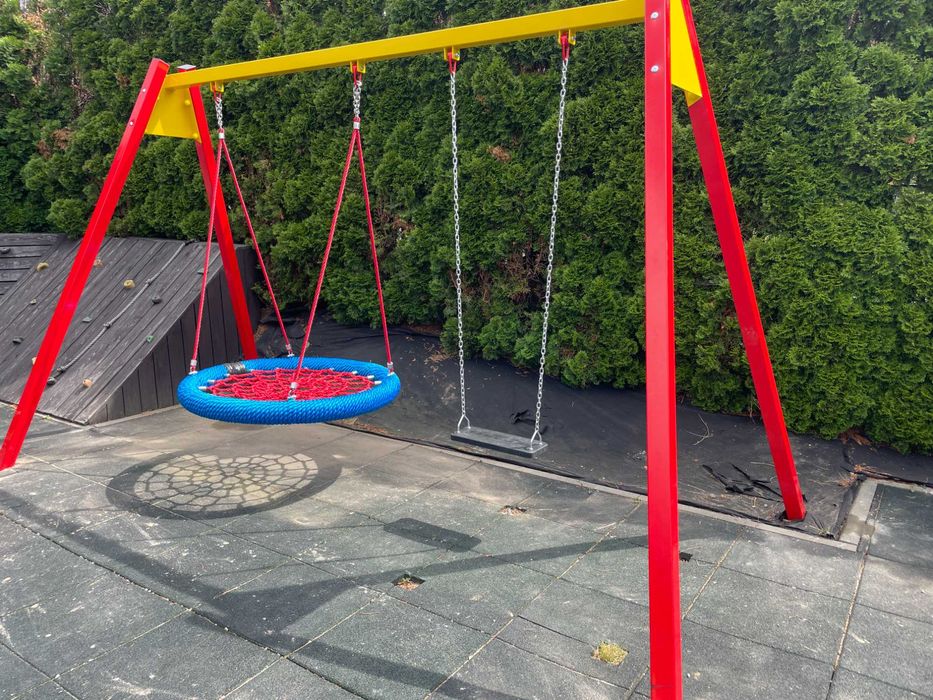 Huśtawka Podwójna Bocianie Gniazdo + Siedzisko Płaskie