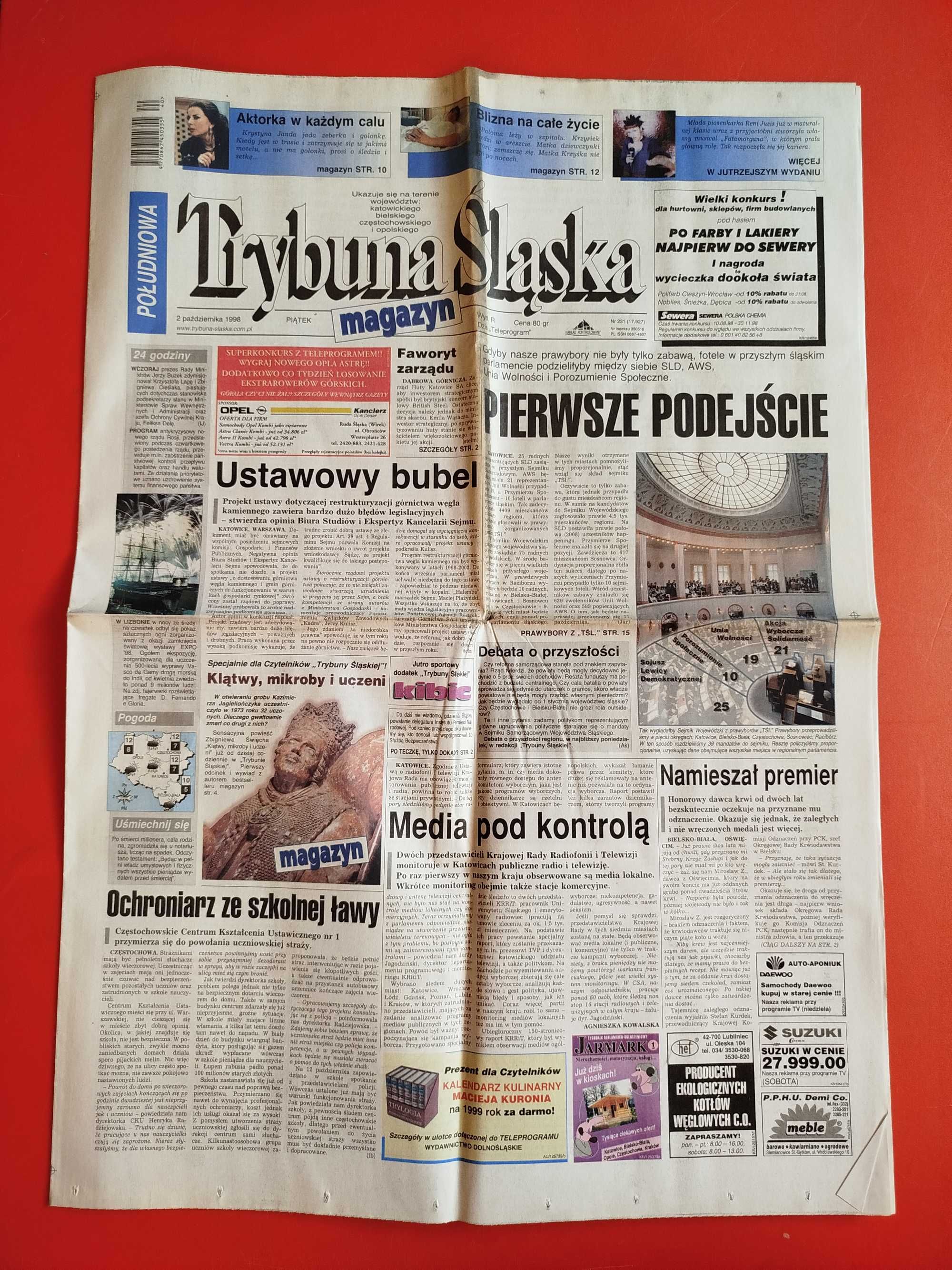 Trybuna Śląska nr 231, 2 października 1998, Sandra Bullock