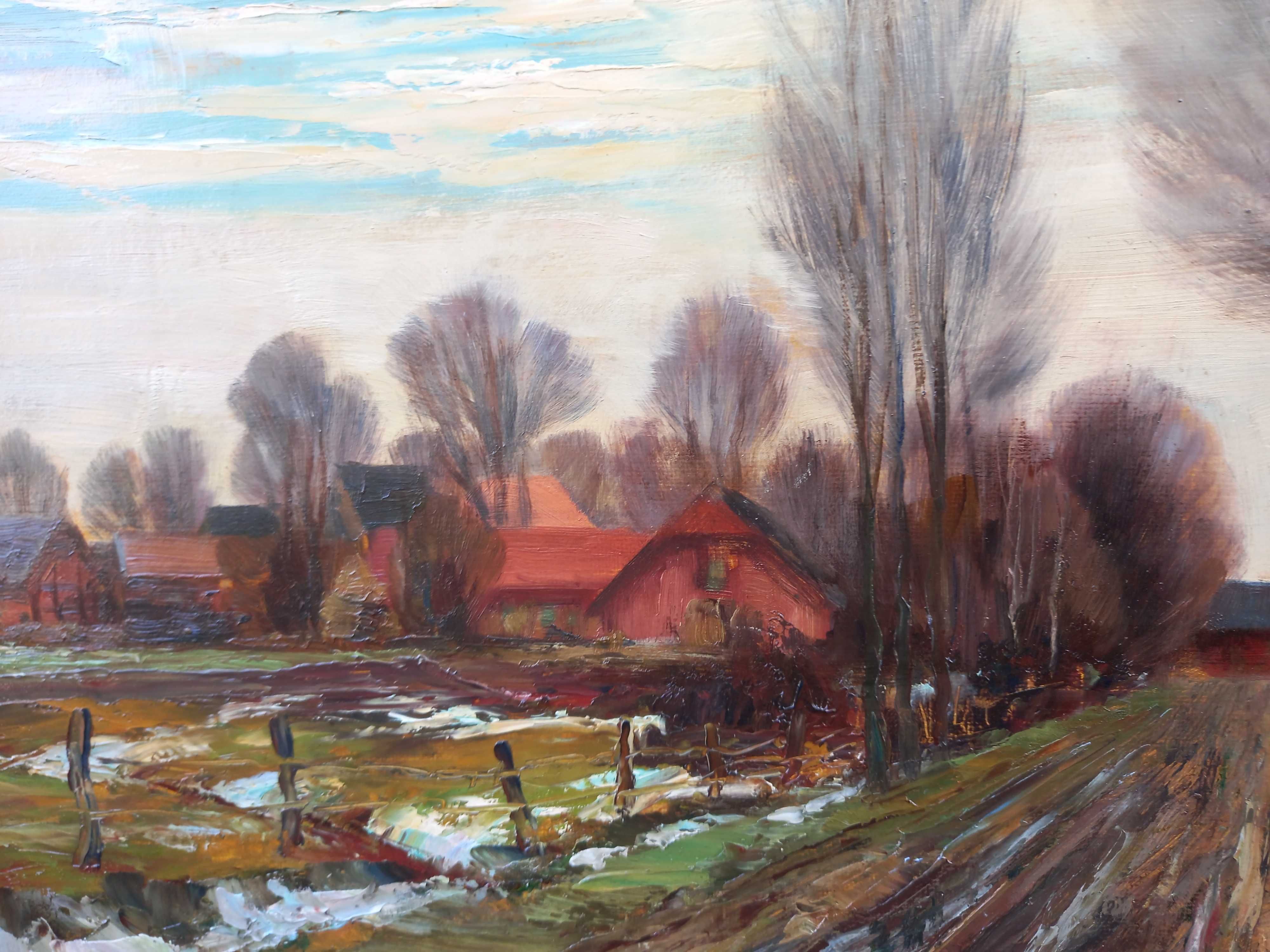 Pejzaż, olej/płyta, Erwin Elster  ur. 1887 zm. 1977 polskie malarstwo