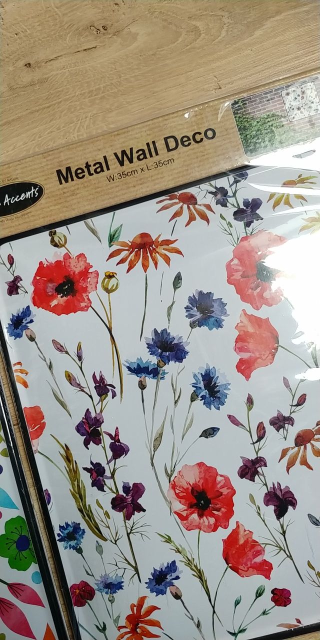Zestaw metalowy obraz nowy kwiaty flower print loft