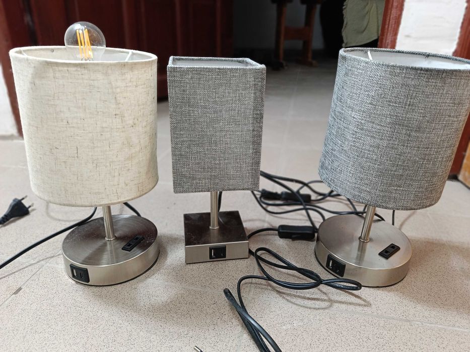 2x  lampka nocna beże i brązu 2 porty usb ładowarka do telefonu