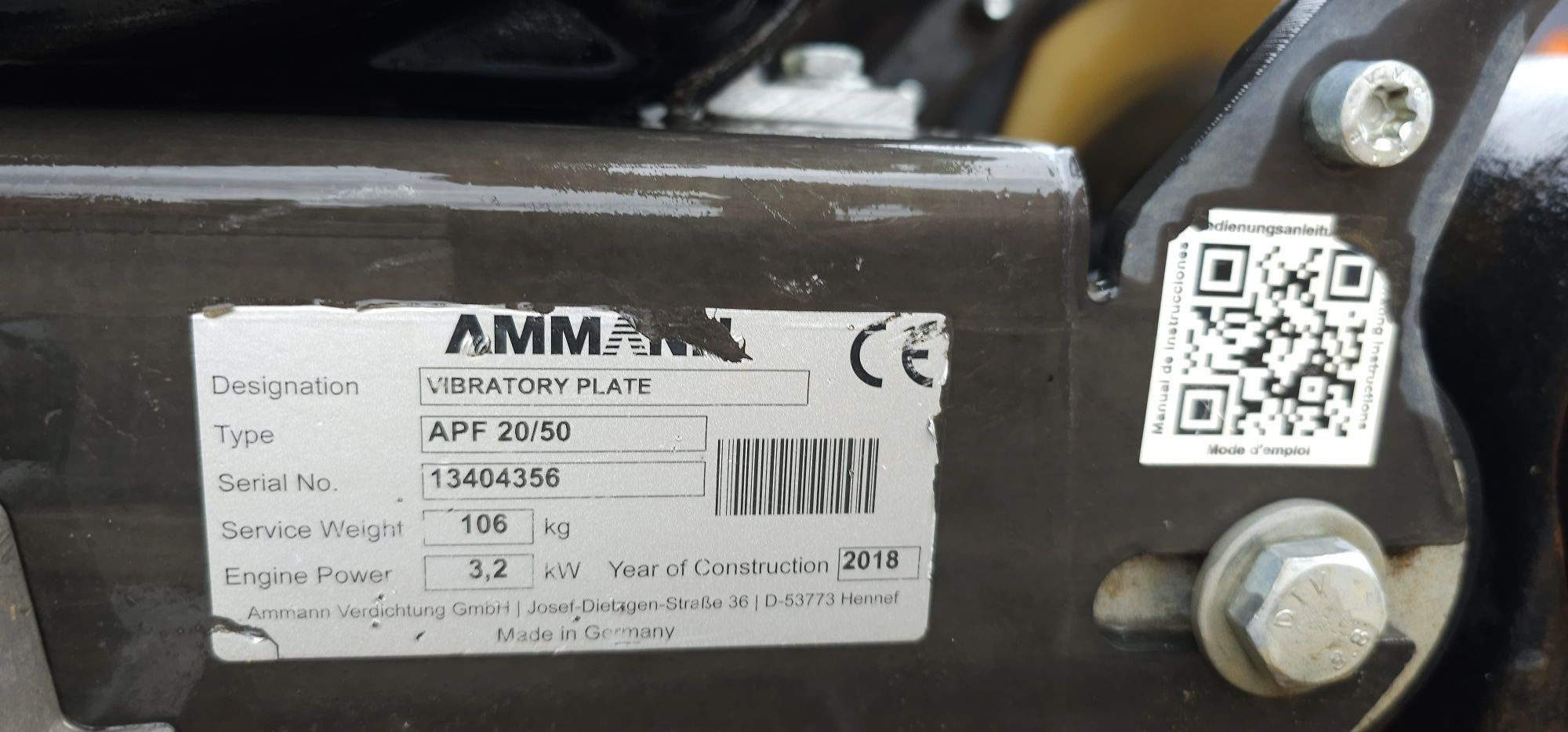 Zagęszczarka grunt Ammann APF 20/50 Wacker Bomag Atlas copco  Hatz