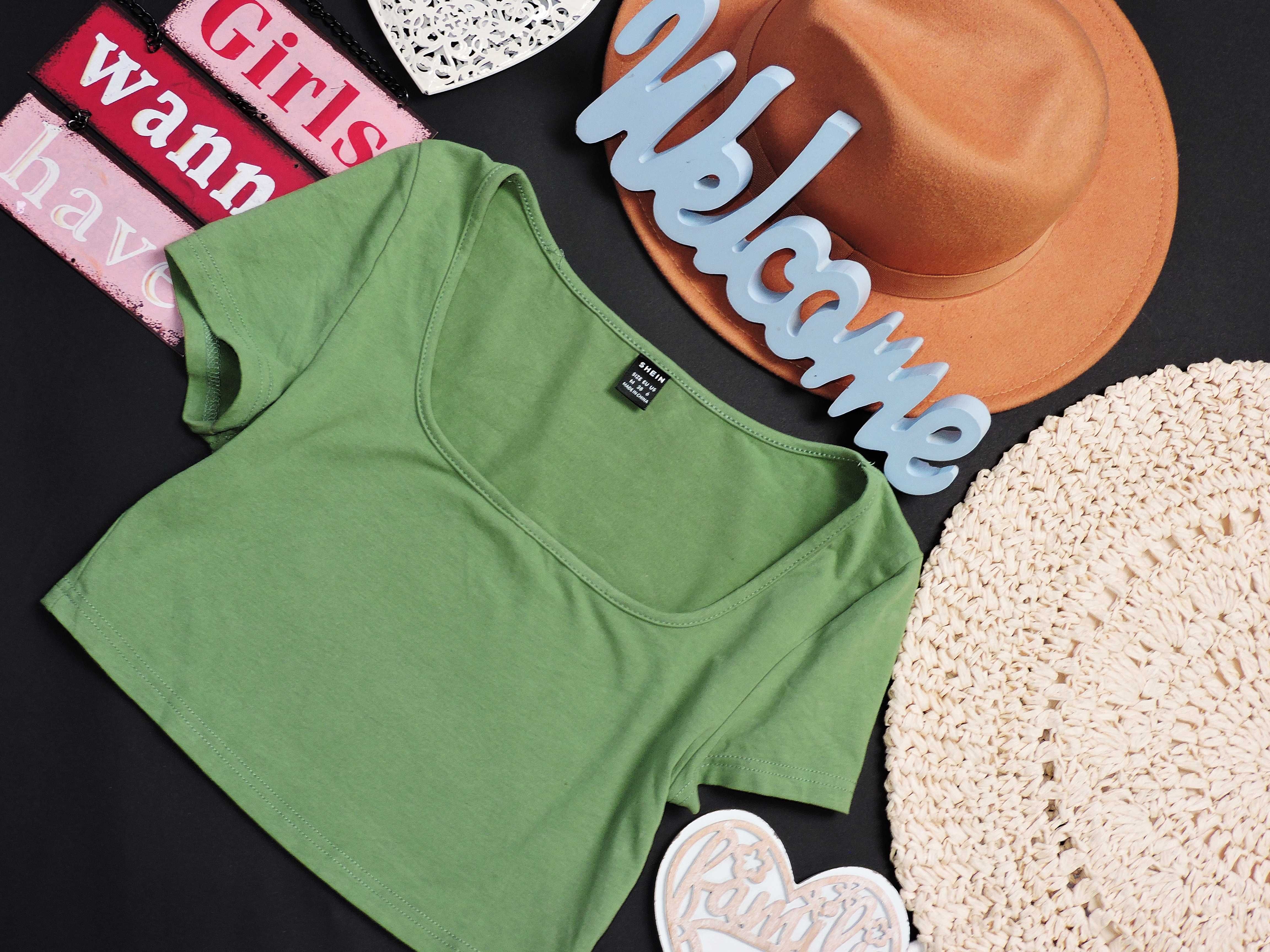 Shein Crop top zieleń basic M
