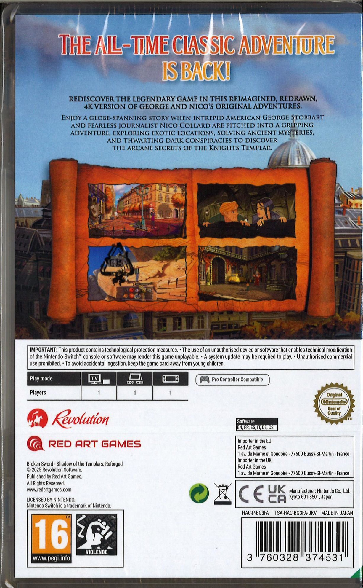 Broken Sword - Shadow of the Templars: Reforged (NSW) Gra nowa w folii