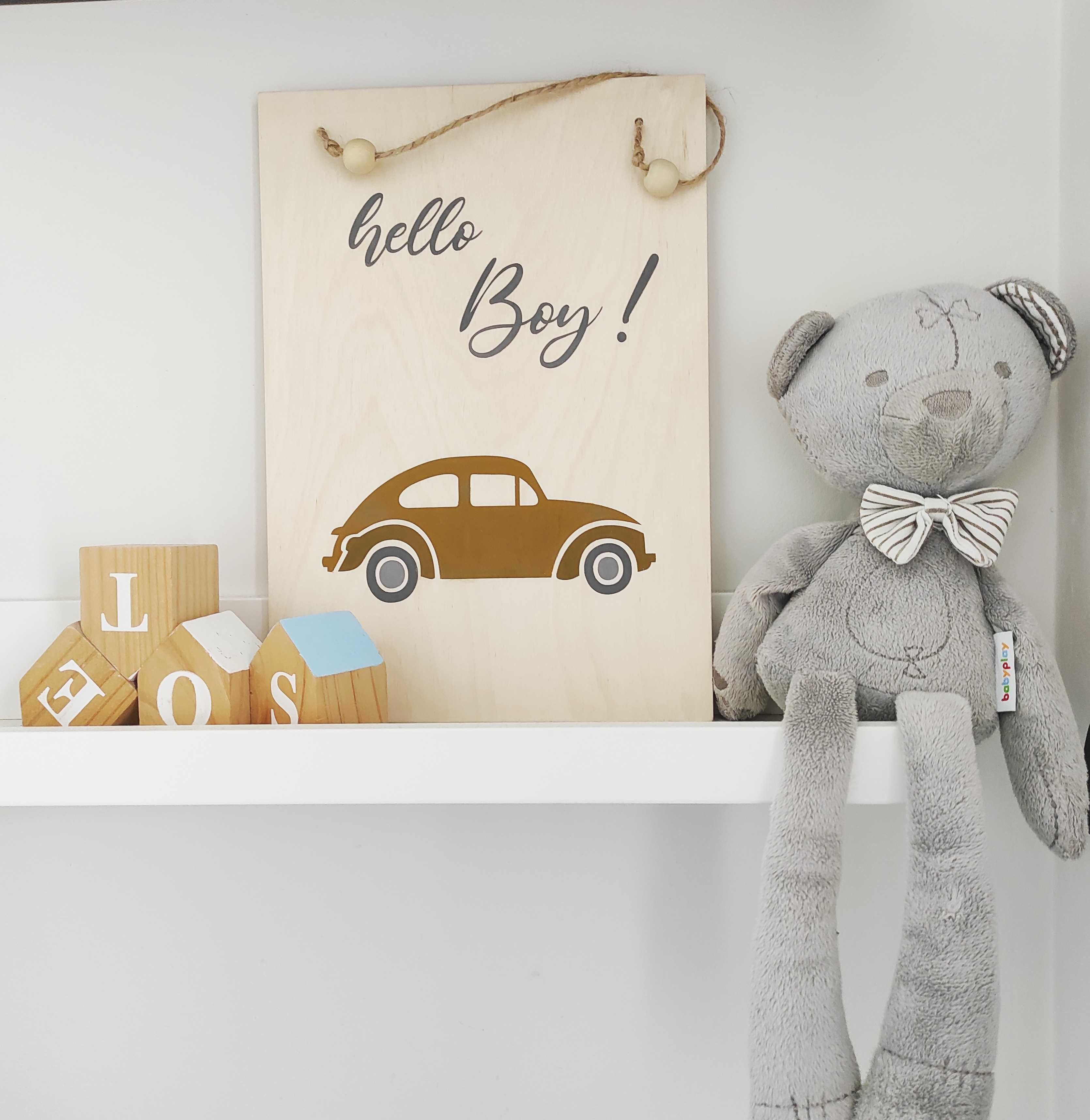 Zawieszka ze sklejki do pokoju chłopca "hello boy"