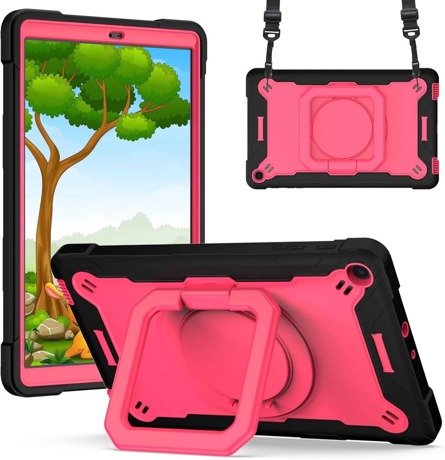 Etui do iPad 8/7 10.2" z Podstawką i Paskiem na Ramię Różowe