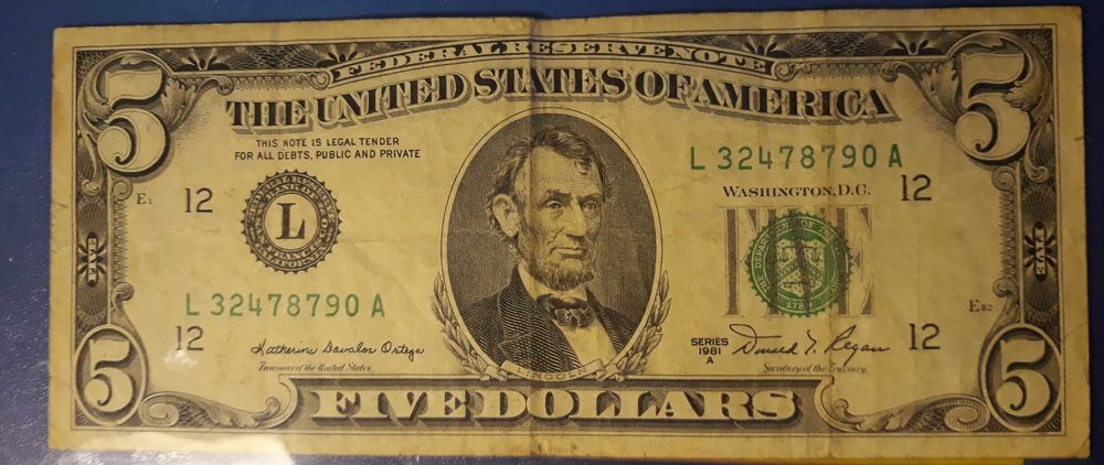 5 $ - USA Abraham Lincoln 1981 r. - seria A San Francisco - L