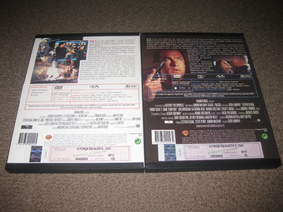 DVDs "A Força em Alerta 1 e 2" com Steven Seagal/Raros!
