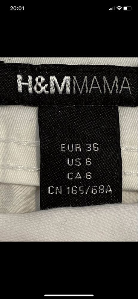 H&M mama 36 spodnie capri białe ciążowe rybaczki