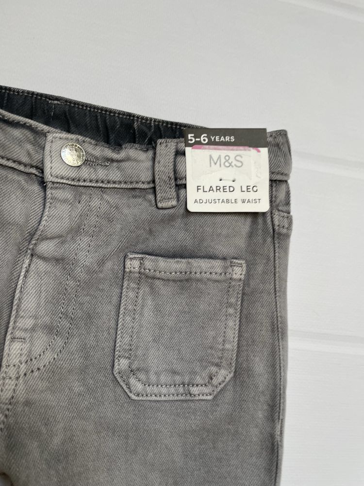 116 M&S Marks&Spencer spodnie jeansowe flare dzwony regulowane w pasie