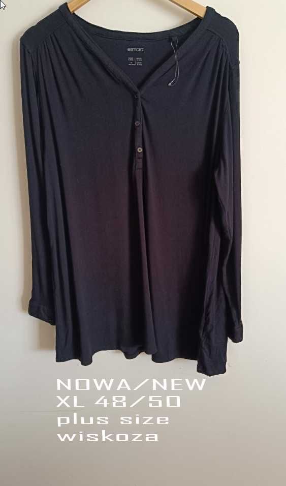 Nowa damska bluzka XL 48/50 plus size wiskoza czarna