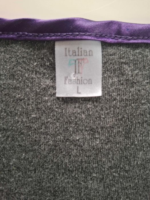 Damska góra piżamy Italian Fashion L fioletowa kokarda długi rękaw