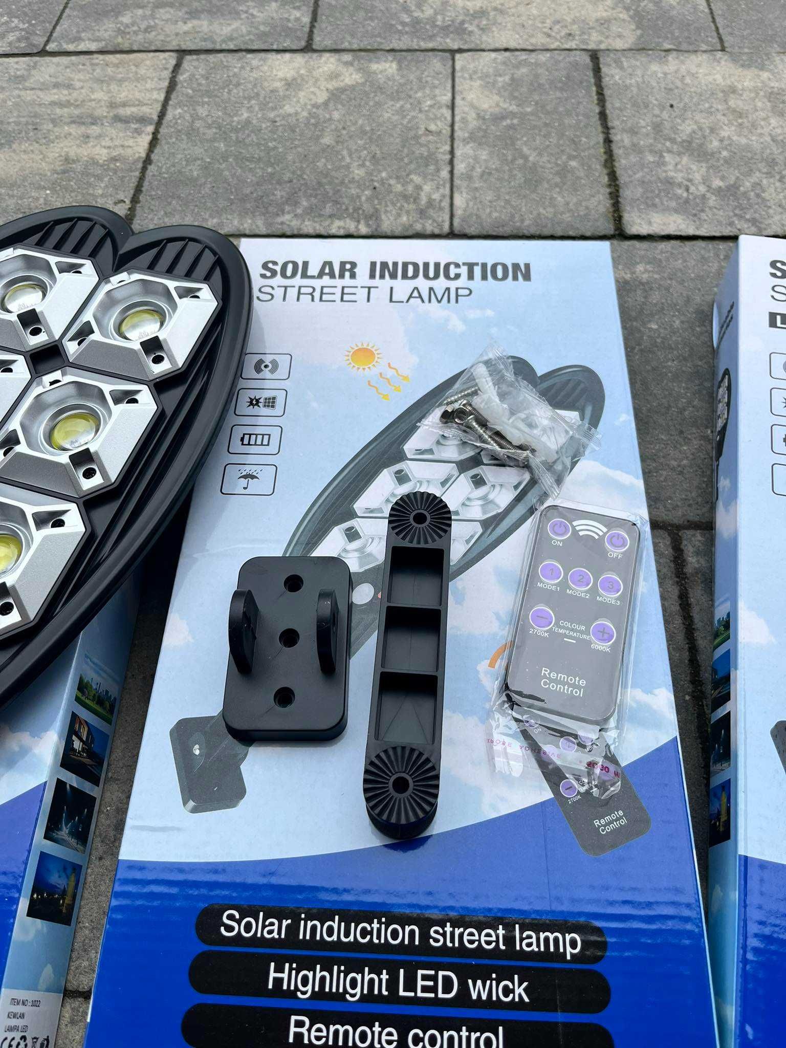 Lampa solarna uliczna latarnia led pilot czujnik ruchu zmierzchu 2szt