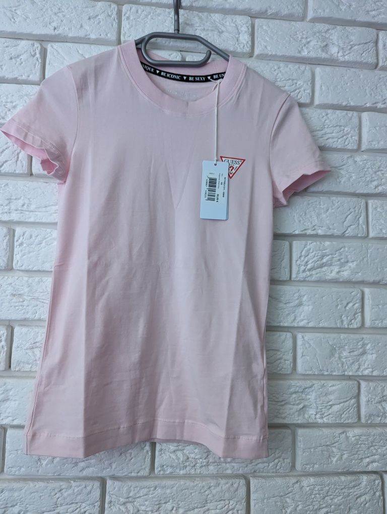 Guess t-shirt koszulka pudrowy róż r. XS