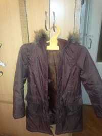 пальто коричневое демисезон. р. 134-140