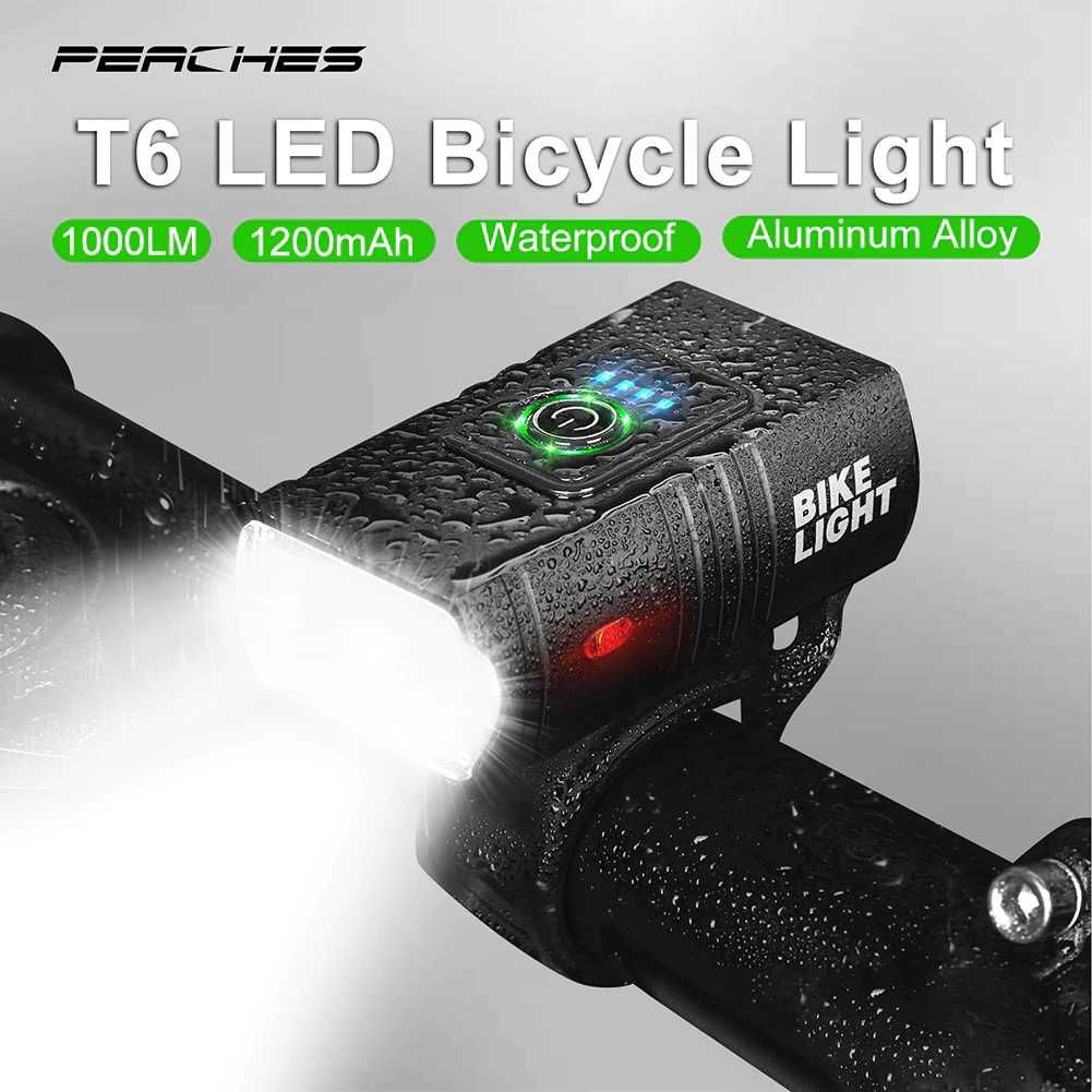 Luz LED Dianteira para bicicleta T6 10W 800LM USB Recarregável.