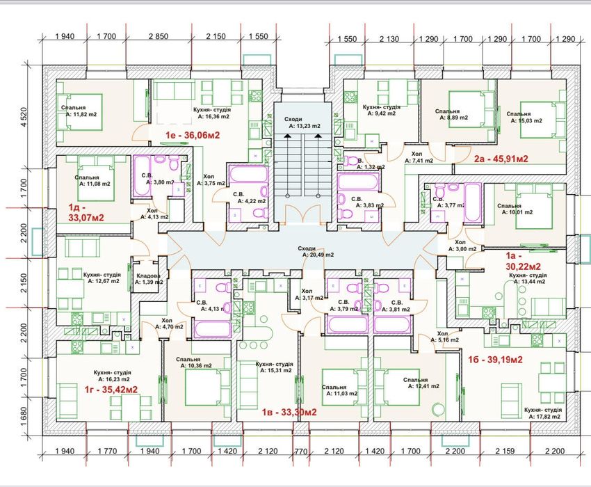 Центр Ирпеня 1к  от 31м2, рассрочки, ипотеки, сертификаты