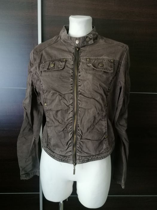 Kurtka typu biker cienka khaki M 38 L 40